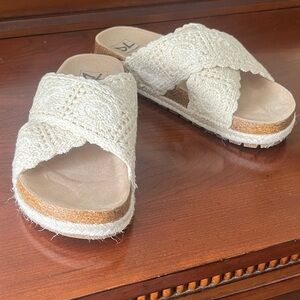 Dirty Laundry Cream Crochet Slide Sandals
